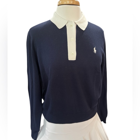 Ralph Lauren RLX Performance Polo Collar Sweater, NWT, Navy, GOLF - Picture 6 of 9